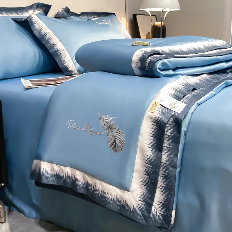 Feather embroidered summer blanket from 𝕄𝕔 𝕋𝕙𝕖 𝔹𝕝𝕒𝕔𝕜 𝔻𝕚𝕒𝕞𝕠𝕟�