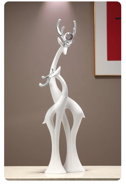 Modern Simple Home Decor Couple Deer Figurine Ornament Light Luxury Living Room TV Cabinet Entrance Desk Decoration Wedding Gift - 𝕄𝕮 𝕋𝕙𝕖 𝔹𝕝𝕒𝕔𝕜 𝔻𝕚𝕒𝕞𝕠𝕟𝕕