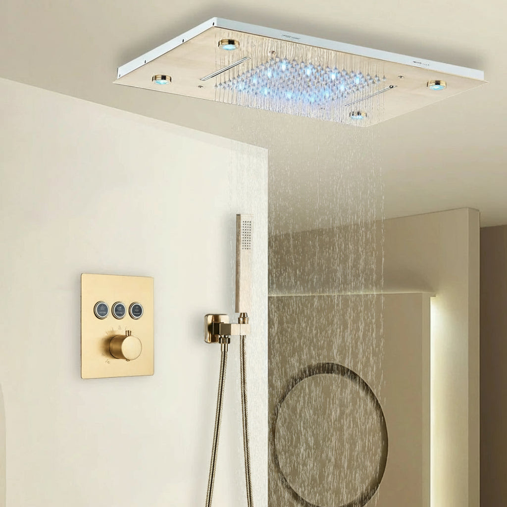 Black thermostatic bathroom shower faucet set by 𝕄𝕔 𝕋𝕙𝕖 𝔹𝕝𝕒𝕔𝕜 𝔻𝕚𝕒𝕞𝕠𝕟