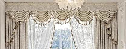 New Relief Jacquard Beige Chenille Curtains for Living Rooms Bedrooms Balconies Villas Custom Window Screens Valance - https://mohammadcollection.com