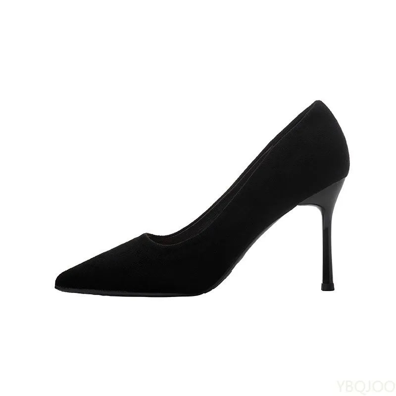 Black suede high heels for women, pointed toe pumps from 𝕄𝕔 𝕋𝕙𝕖 𝔹𝕝𝕒𝕔𝕜 𝔻𝕚𝕒𝕞𝕠