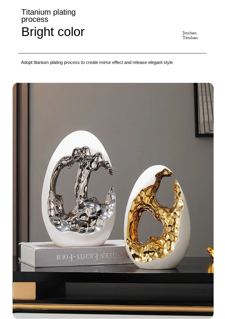 Gold diamond-shaped figurines for home decor, placed on living room and office surfaces, elegant high-end Christmas ornaments.