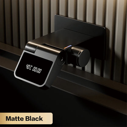 Luxury brass white bathroom faucet with wall mounted design LED digital display Hot and Cold dual control Simple washbasin Mixer - https://mohammadcollection.com