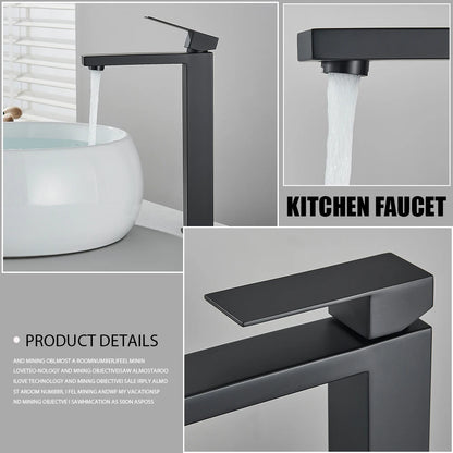 Matte Black Bathroom Basin Faucet Stainless Steel Cold Hot Mixer Deck Mounted Sink Mixer Tap Bathroom Crane Waterfall Tapware - https://mohammadcollection.com