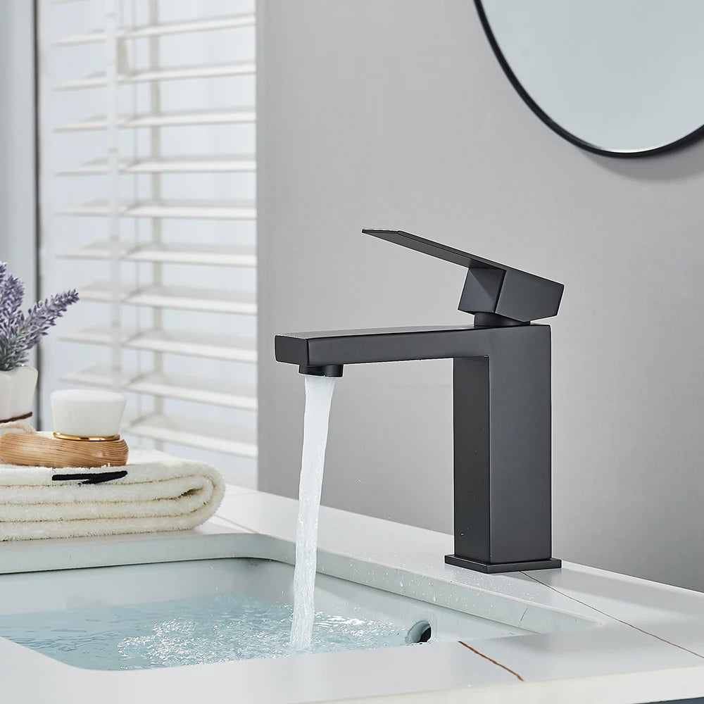 Matte Black Bathroom Basin Faucet Stainless Steel Cold Hot Mixer Deck Mounted Sink Mixer Tap Bathroom Crane Waterfall Tapware - https://mohammadcollection.com