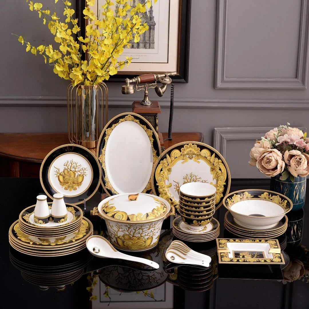 Set of 58-piece ceramic cookware and cutlery from 𝕄𝕮 𝕋𝕙𝕖 𝔹𝕝𝕒𝕔𝕜 𝔻𝕚𝕒𝕞𝕠