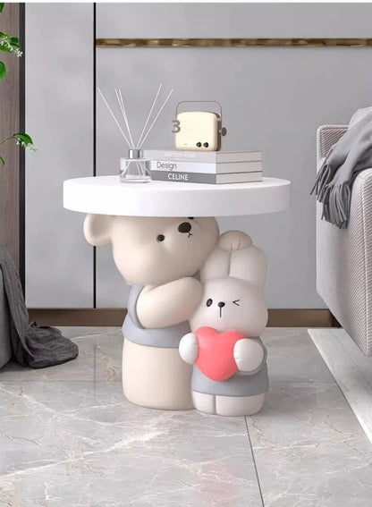 Cream Style Home Decor Parent-child Bear Statue Coffee Table Creative Livingroom Sofa Side Table Bedroom Bedside Table Furniture - 𝕄𝕮 𝕋𝕙𝕖 𝔹𝕝𝕒𝕔𝕜 𝔻𝕚𝕒𝕞𝕠𝕟𝕕