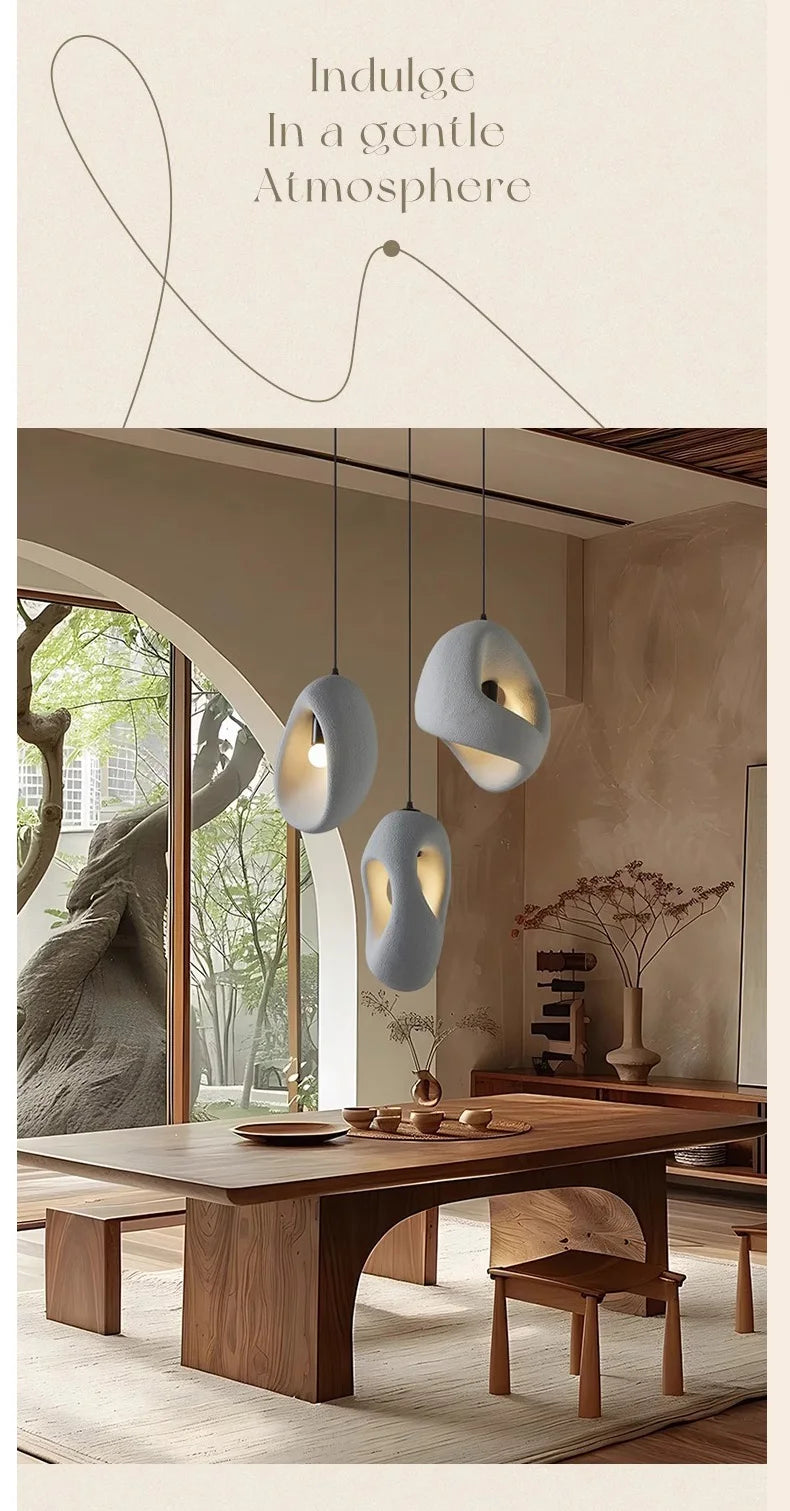 Nordic Villa Stairs Wabi Sabi E27 LED pendant light by MC THE BLACK DIAMOND, featuring a minimalist design with warm lighting.