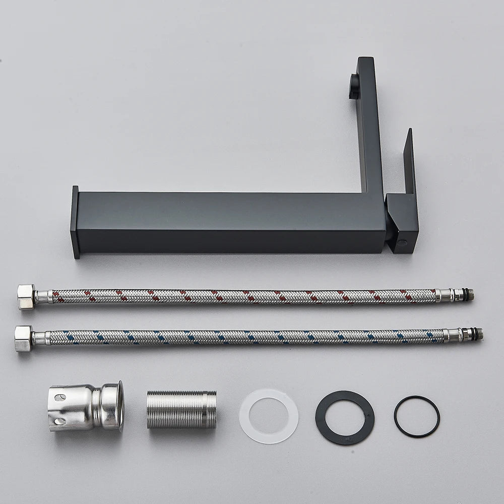 Matte Black Bathroom Basin Faucet Stainless Steel Cold Hot Mixer Deck Mounted Sink Mixer Tap Bathroom Crane Waterfall Tapware - https://mohammadcollection.com