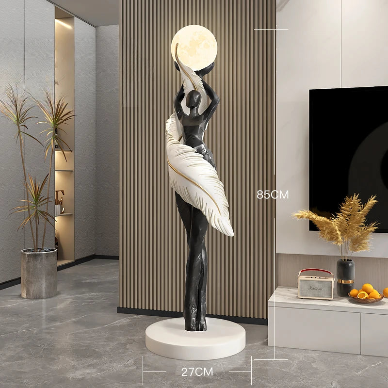 Modern HomeDecor Abstract Feather Girl Art Sculpture Ornament Large Size Figure Statue Living Room Floor Decor Resin Crafts Gift - https://mohammadcollection.com