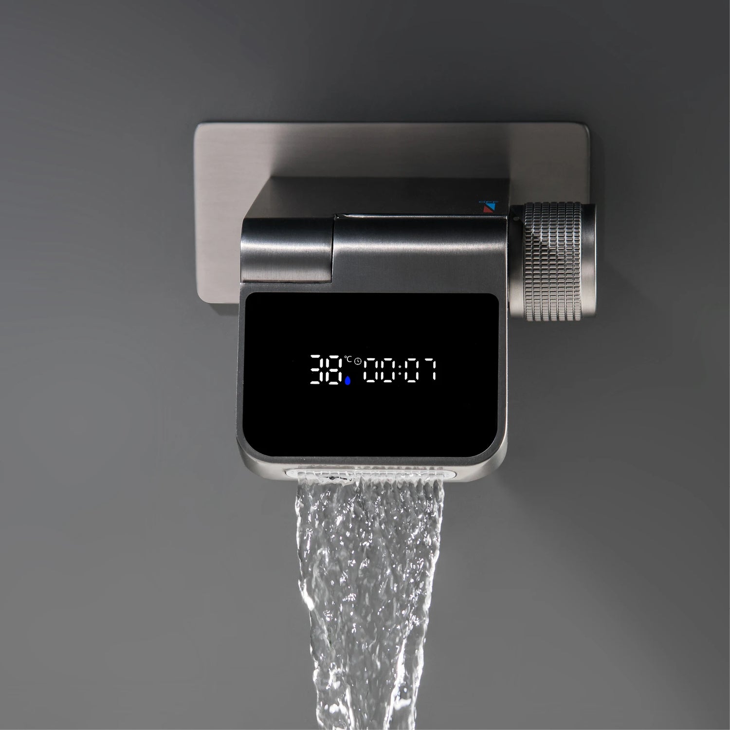 Luxury brass white bathroom faucet with wall mounted design LED digital display Hot and Cold dual control Simple washbasin Mixer - https://mohammadcollection.com