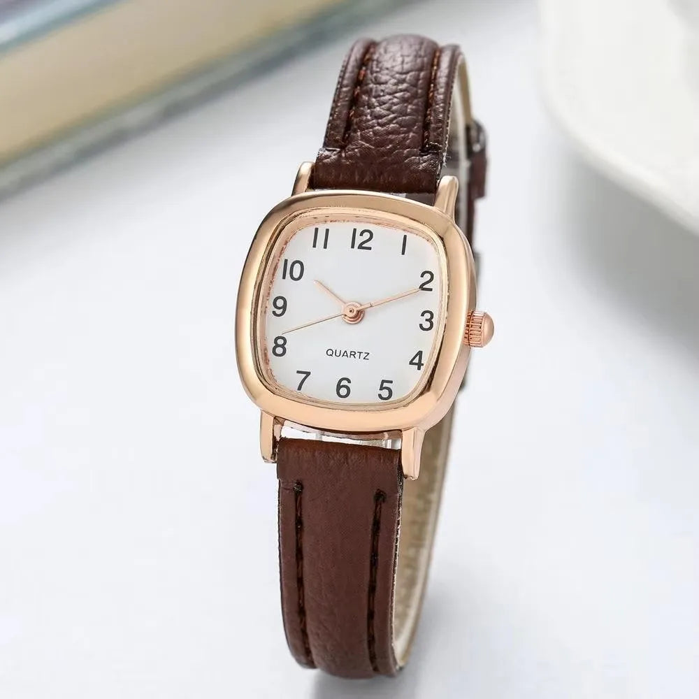 Kegllect square women's vintage belt quartz wristwatch with small dial, simple design, by MC THE BLACK DIAMOND.