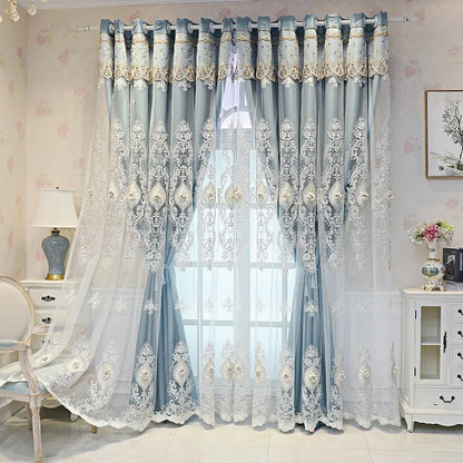 1PC Curtains,Luxury vintage-style embroidered curtains with 3D relief patterns, dual-layer design for privacy and light control - https://mohammadcollection.com