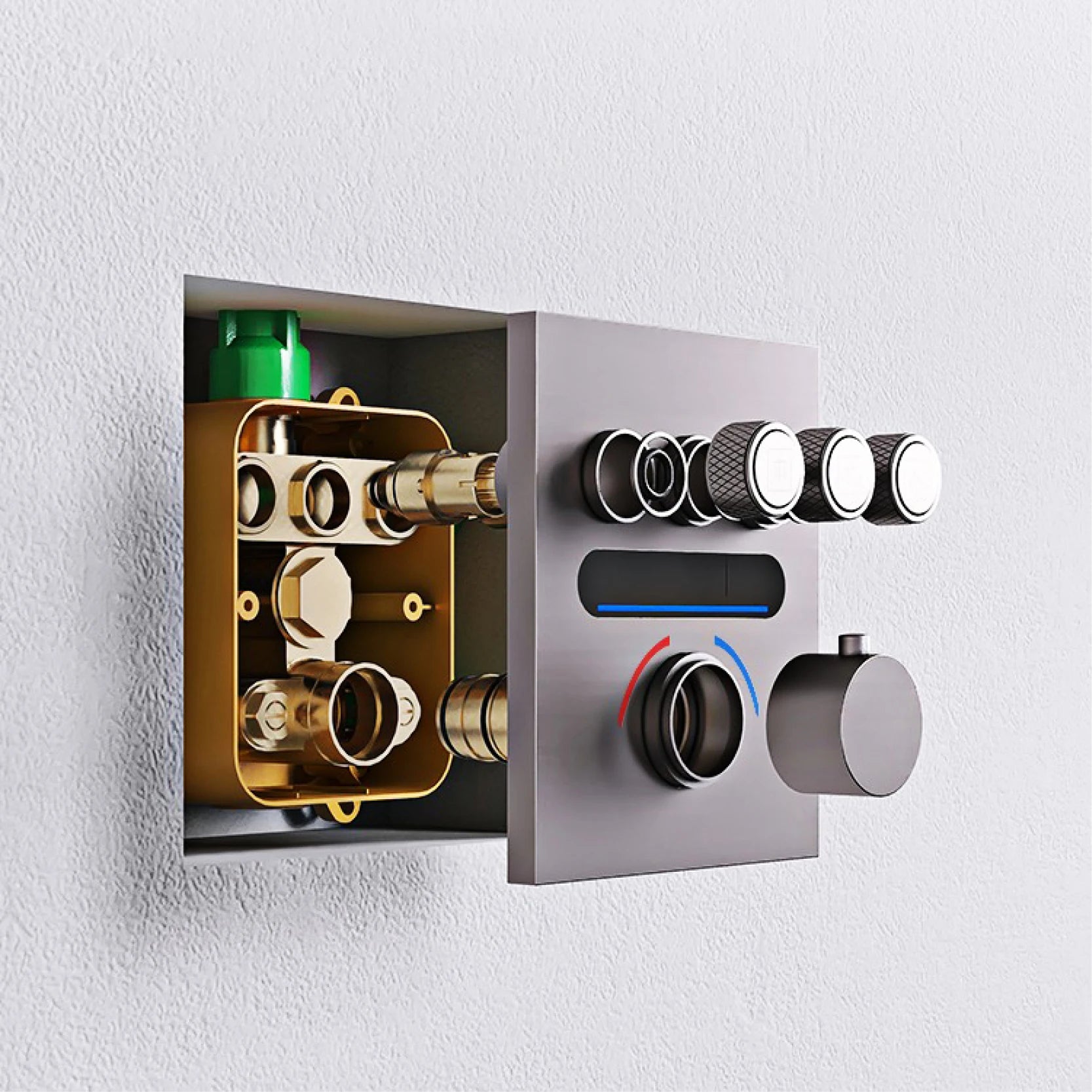 Luxury gold LED digital display bath shower system with temperature control and ceiling-mounted bath mixer by 𝕄𝕮 𝕋𝕙𝕖 𝔹𝕝𝕒𝕔𝕜 𝔻𝕚𝕒