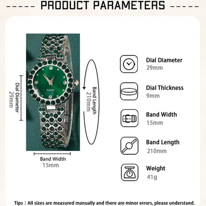 Women Fashion Watches Heart Rhinestone Ring Necklace Earring Jewelry Set Luxury Dress Quartz WristWatch Simple Elegant Watch Gif - https://mohammadcollection.com