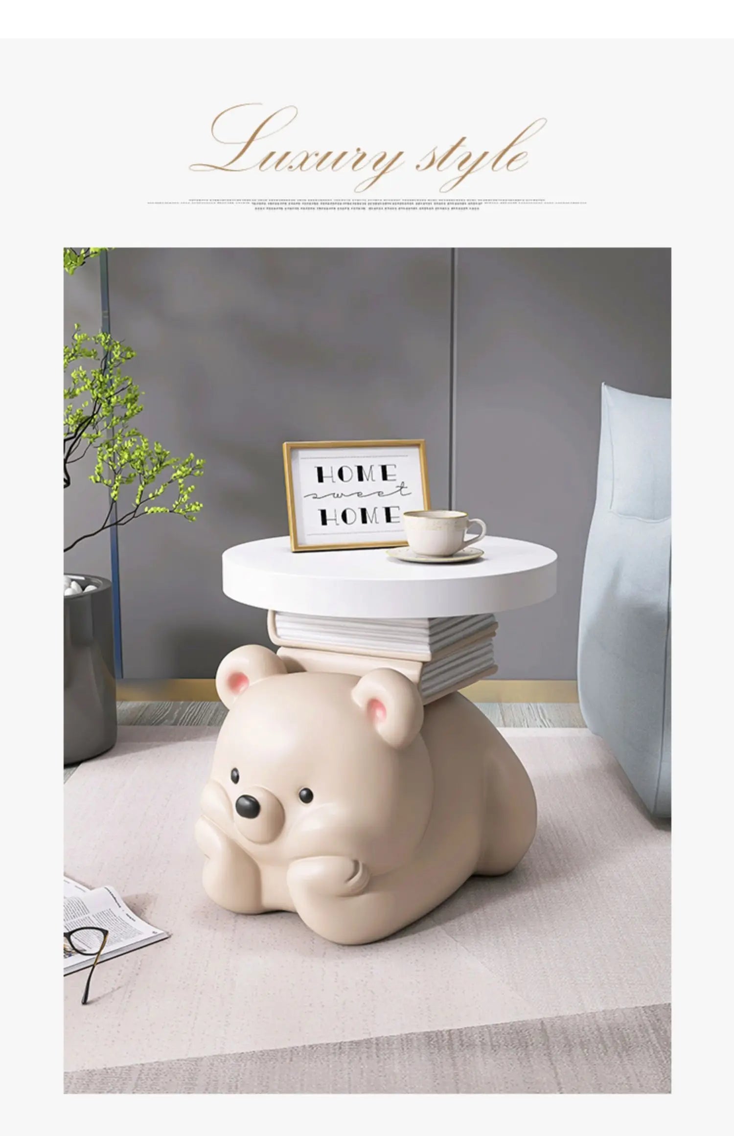 Cream bear living room floor ornaments, home accessories, TV cabinet, sofa side coffee table, bedside table, housewarming gift - 𝕄𝕮 𝕋𝕙𝕖 𝔹𝕝𝕒𝕔𝕜 𝔻𝕚𝕒𝕞𝕠𝕟𝕕