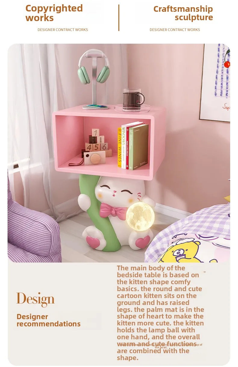 Cartoon Cute Cat Figurine Bedside Table Girl Children&