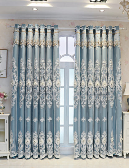 1PC Curtains,Luxury vintage-style embroidered curtains with 3D relief patterns, dual-layer design for privacy and light control - https://mohammadcollection.com