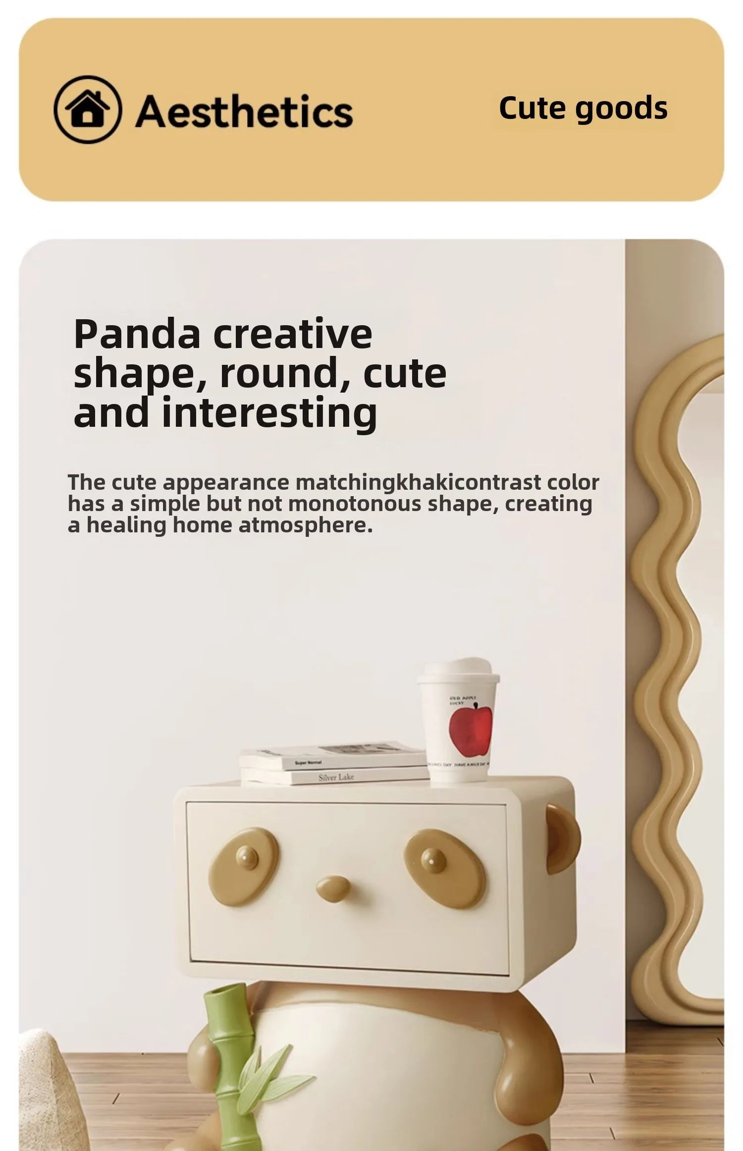 Cute Panda Bedside Table, Creative Floor Storage Ornament, Living Room, Bedroom, Sofa, Side Cabinet, Home Decoration, Furniture - 𝕄𝕮 𝕋𝕙𝕖 𝔹𝕝𝕒𝕔𝕜 𝔻𝕚𝕒𝕞𝕠𝕟𝕕