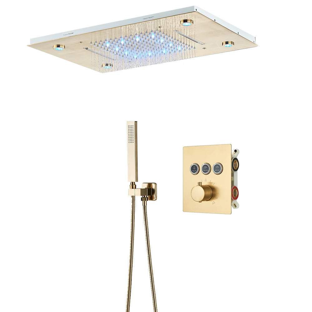 Black thermostatic bathroom shower faucet set with dual control knobs and modern design, from 𝕄𝕔 𝕋𝕙𝕖 𝔹𝕝𝕒𝕔𝕜 𝔻𝕚𝕒�