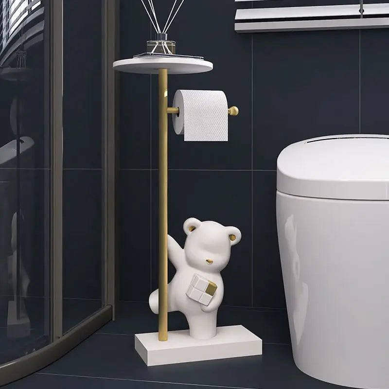 Nordic simple household decoration Bear figurine toilet roll paper rack floor decoration storage rack beside bathroom toilet - 𝕄𝕮 𝕋𝕙𝕖 𝔹𝕝𝕒𝕔𝕜 𝔻𝕚𝕒𝕞𝕠𝕟𝕕