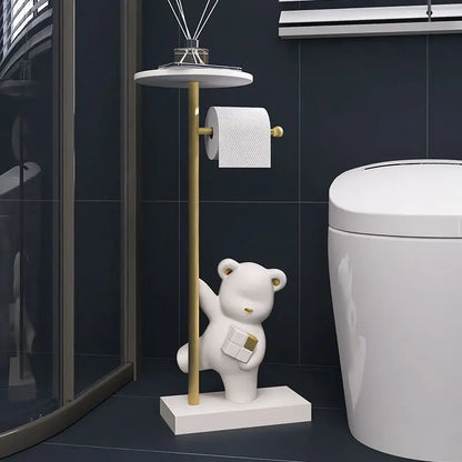 Nordic simple household decoration Bear figurine toilet roll paper rack floor decoration storage rack beside bathroom toilet - 𝕄𝕮 𝕋𝕙𝕖 𝔹𝕝𝕒𝕔𝕜 𝔻𝕚𝕒𝕞𝕠𝕟𝕕