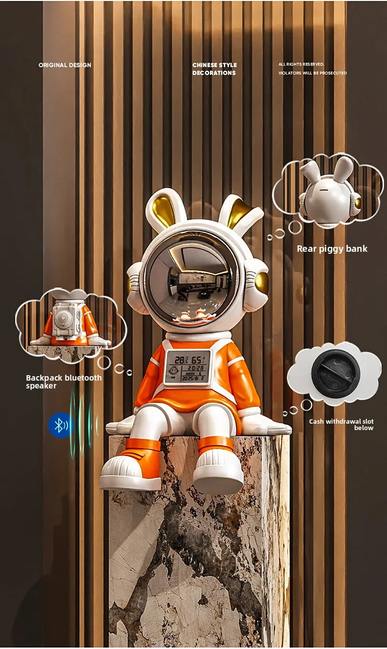 Astronaut Rabbit Sitting Desk Decoration Nordic Luxury Living Room Entrance TV Cabinet Decorative Figurines Housewarming Gift - 𝕄𝕮 𝕋𝕙𝕖 𝔹𝕝𝕒𝕔𝕜 𝔻𝕚𝕒𝕞𝕠𝕟𝕕