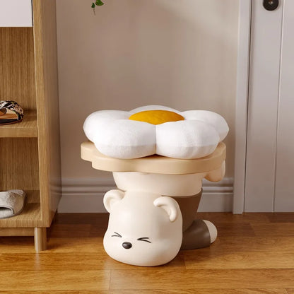 Cute bear can sit at the door of the shoe changing stool Cartoon household shoe cabinet Entry porch Wear shoe stool decorations - https://mohammadcollection.com
