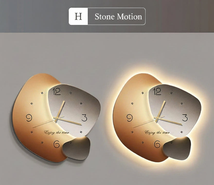 Modern MC THE BLACK DIAMOND wall clock with silent movement, decorative stone background for living or dining room wall decor.