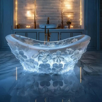 Y Transparent bathtub AI concept couple freestanding crystal corrugated resin bathtub - https://mohammadcollection.com