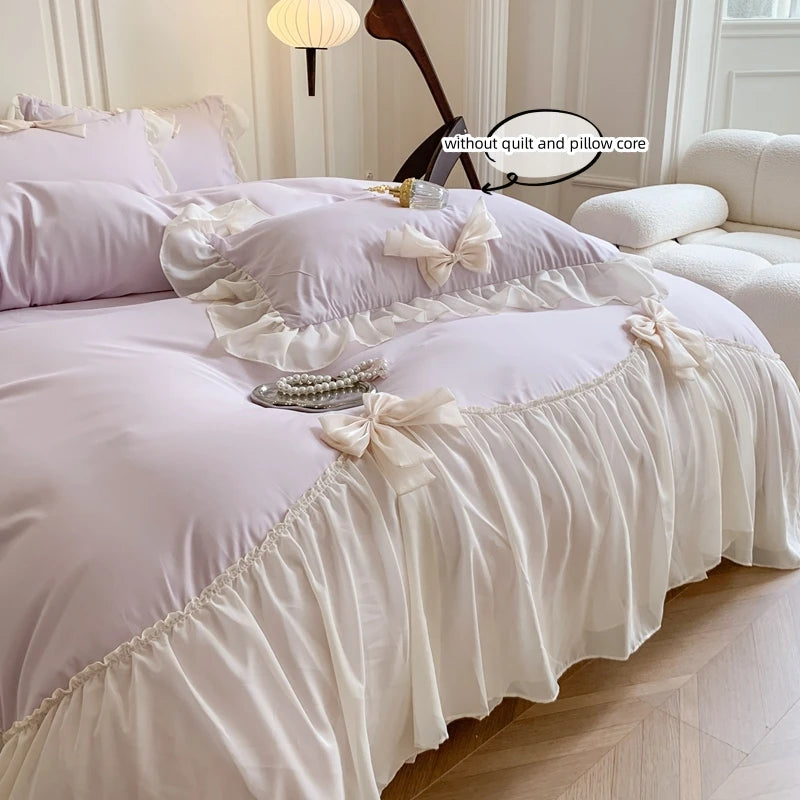 3-piece white bedding set with ruffled duvet cover from 𝕄𝕮 𝕋𝕙𝕖 𝔹𝕝𝕒𝕔𝕜 𝔻𝕚𝕒𝕞𝕠