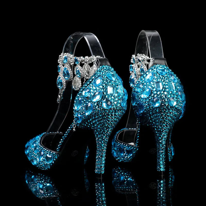 Bling Luxury Handmade Full Rhinestones Women Pumps Fashion Diamonds Crystal Pendant Banquet High heels Party Prom Wedding Shoes - https://mohammadcollection.com