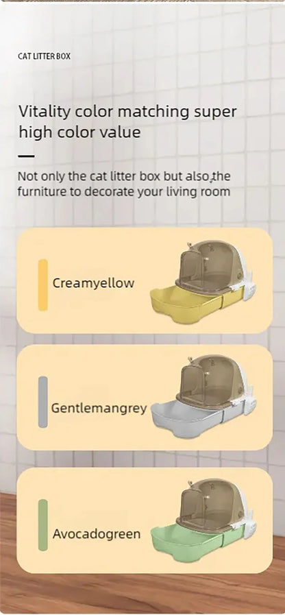 Cat litter box extra-large, fully semi enclosed drawer style