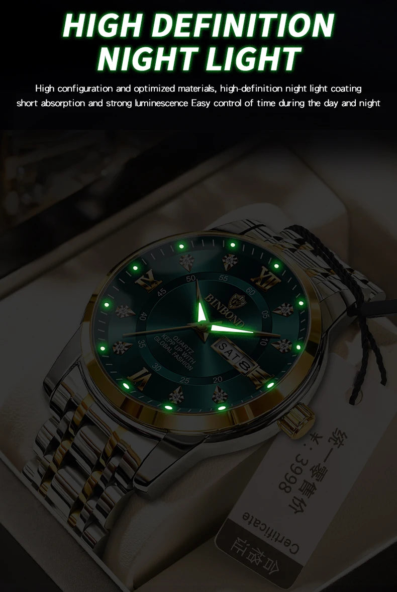 Luxury MC The Black Diamond diver watch for men, 30ATM waterproof sport watch with date display and sleek design.