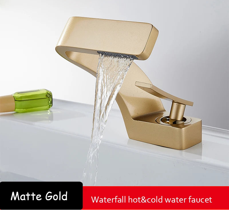 TOLM Brass Black Gold Basin Faucet Bathroom Sink Faucets Hot Cold Water Mixer Crane Deck Mounted Single Handle Hole Bath Kitchen - https://mohammadcollection.com