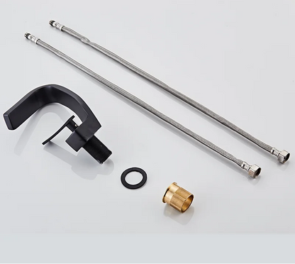 TOLM Brass Black Gold Basin Faucet Bathroom Sink Faucets Hot Cold Water Mixer Crane Deck Mounted Single Handle Hole Bath Kitchen - https://mohammadcollection.com