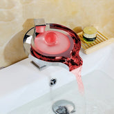 MC THE BLACK DIAMOND ZAPPO LED RGB bathroom basin sink faucet with waterfall design, chrome finish, hot and cold water mixer tap