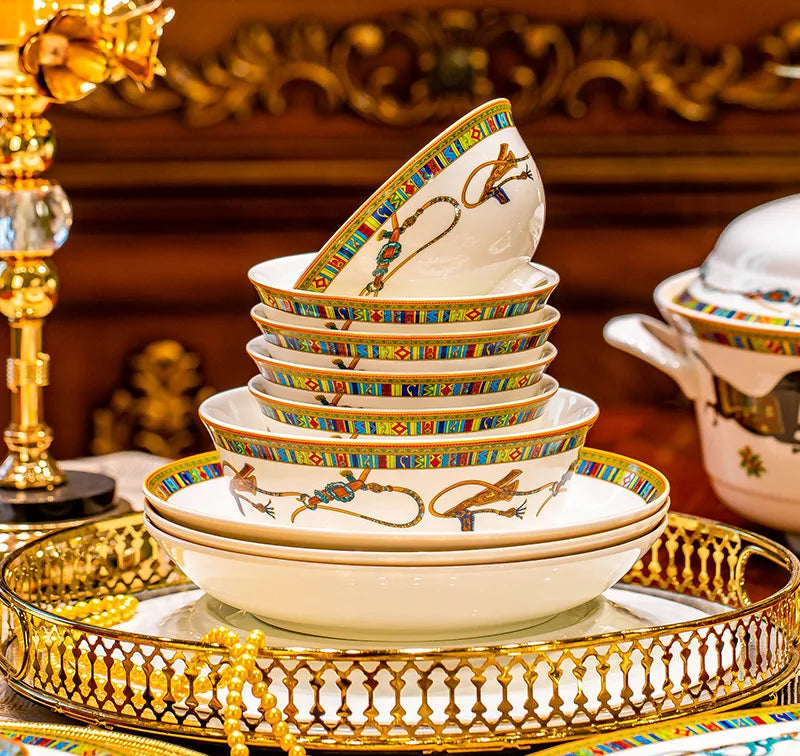 Jingdezhen high-temperature bone china dishes set by 𝕄𝕔 𝕋𝕙𝕖 𝔹𝕝𝕒𝕔𝕜 𝔻𝕚𝕒𝕞𝕠