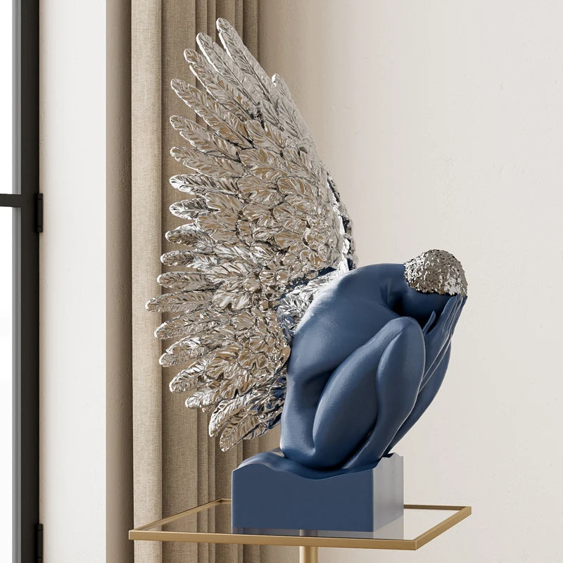 Elegant wings sculpture by MC THE BLACK DIAMOND, stylish desk decoration and art ornament for high-end interior decor.