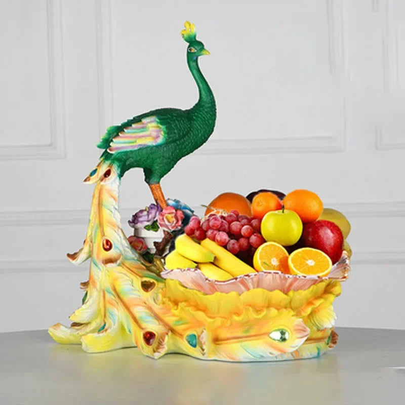 European style peacock fruit candy decorative plate by MC THE BLACK DIAMOND, featuring a colorful peacock design for home decor and storage.