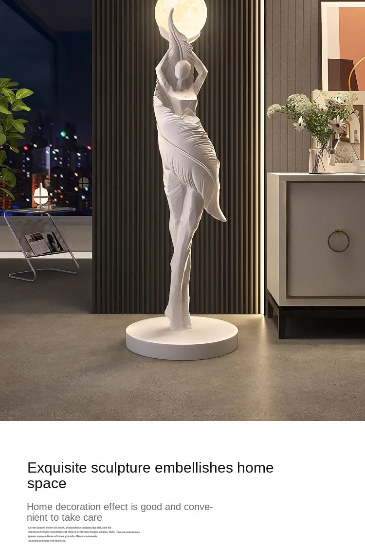 Modern HomeDecor Abstract Feather Girl Art Sculpture Ornament Large Size Figure Statue Living Room Floor Decor Resin Crafts Gift - https://mohammadcollection.com