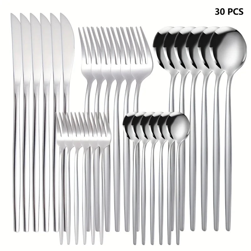 30-piece golden and silver cutlery set from 𝕄𝕔 𝕋𝕙𝕖 𝔹𝕝𝕒𝕔𝕜 𝔻𝕚𝕒𝕞𝕠�