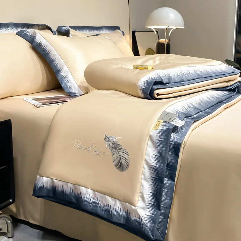 Feather embroidered summer blanket from 𝕄𝕔 𝕋𝕙𝕖 𝔹𝕝𝕒𝕔𝕜 𝔻𝕚𝕒𝕞𝕠𝕟�