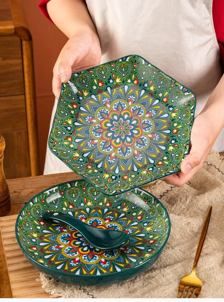 Bohemia Ceramic Rice Bowl Serving Plate by 𝕄𝕔 𝕋𝕙𝕖 𝔹𝕝𝕒𝕔𝕜 𝔻𝕚𝕒𝕞𝕠�