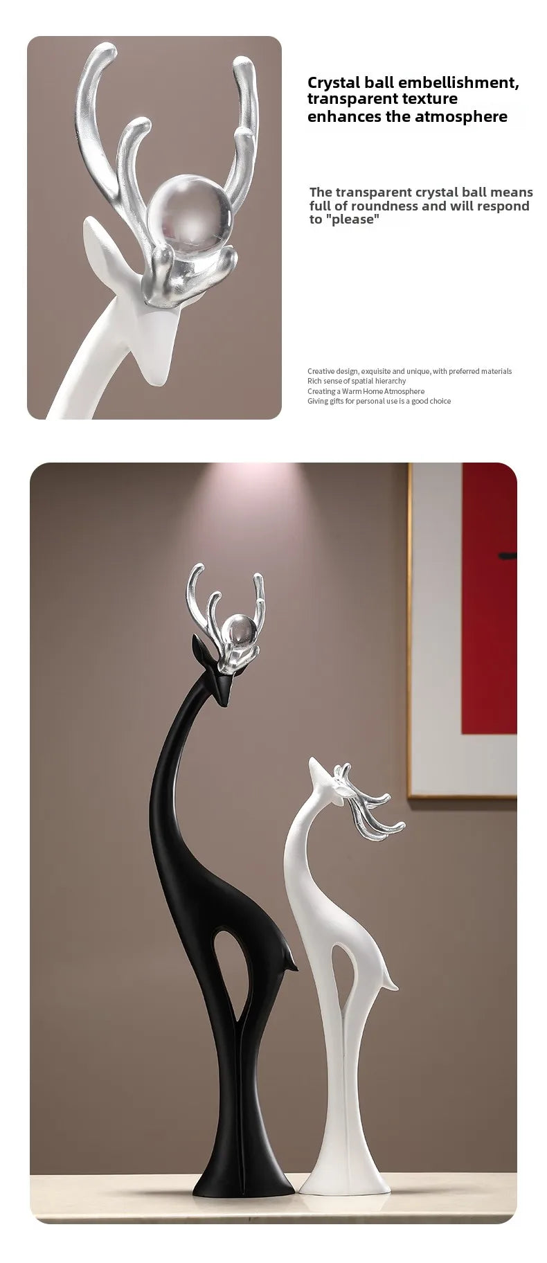 Modern Simple Home Decor Couple Deer Figurine Ornament Light Luxury Living Room TV Cabinet Entrance Desk Decoration Wedding Gift - 𝕄𝕮 𝕋𝕙𝕖 𝔹𝕝𝕒𝕔𝕜 𝔻𝕚𝕒𝕞𝕠𝕟𝕕