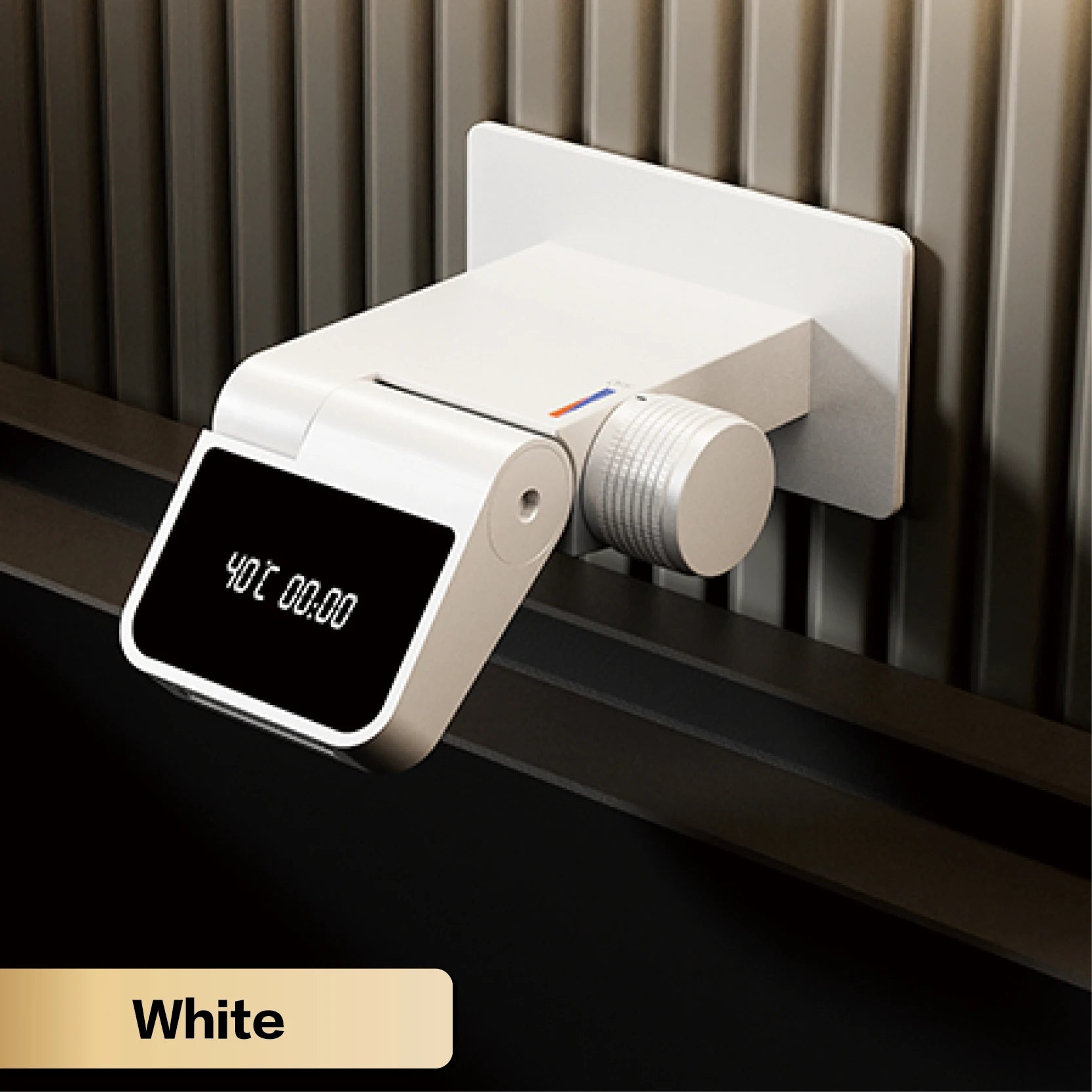 Luxury brass white bathroom faucet with wall mounted design LED digital display Hot and Cold dual control Simple washbasin Mixer - https://mohammadcollection.com