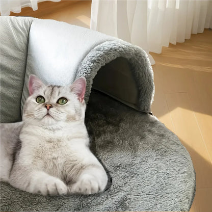 MC THE BLACK DIAMOND cozy cat tunnel bed and play mat for small animals, soft fabric habitat accessory with tunnel and cozy design.