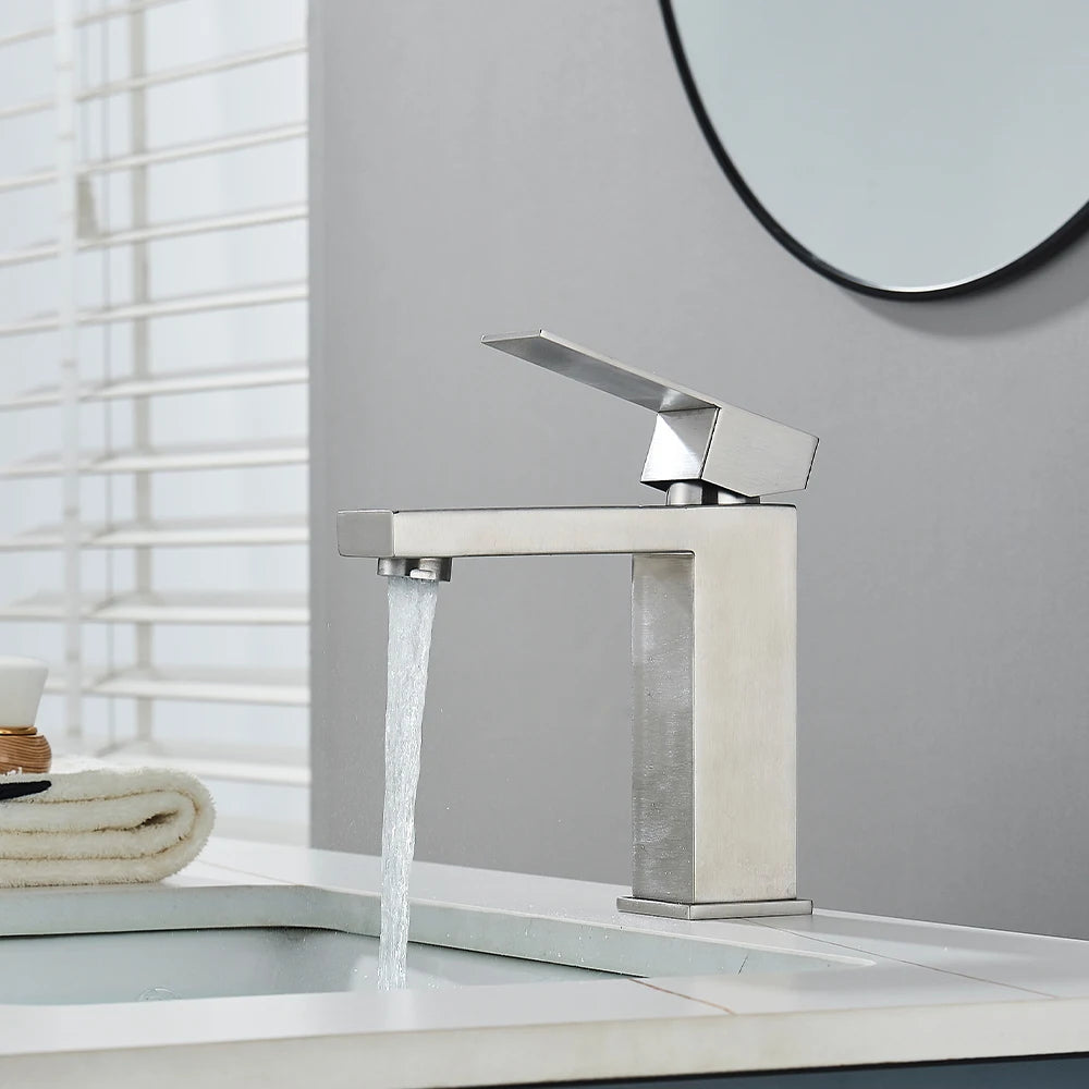 Matte Black Bathroom Basin Faucet Stainless Steel Cold Hot Mixer Deck Mounted Sink Mixer Tap Bathroom Crane Waterfall Tapware - https://mohammadcollection.com