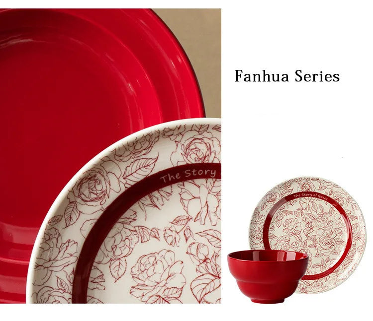 Red retro ceramic steak plate from 𝕄𝕔 𝕋𝕙𝕖 𝔹𝕝𝕒𝕔𝕜 𝔻𝕚𝕒𝕞𝕠𝕟�