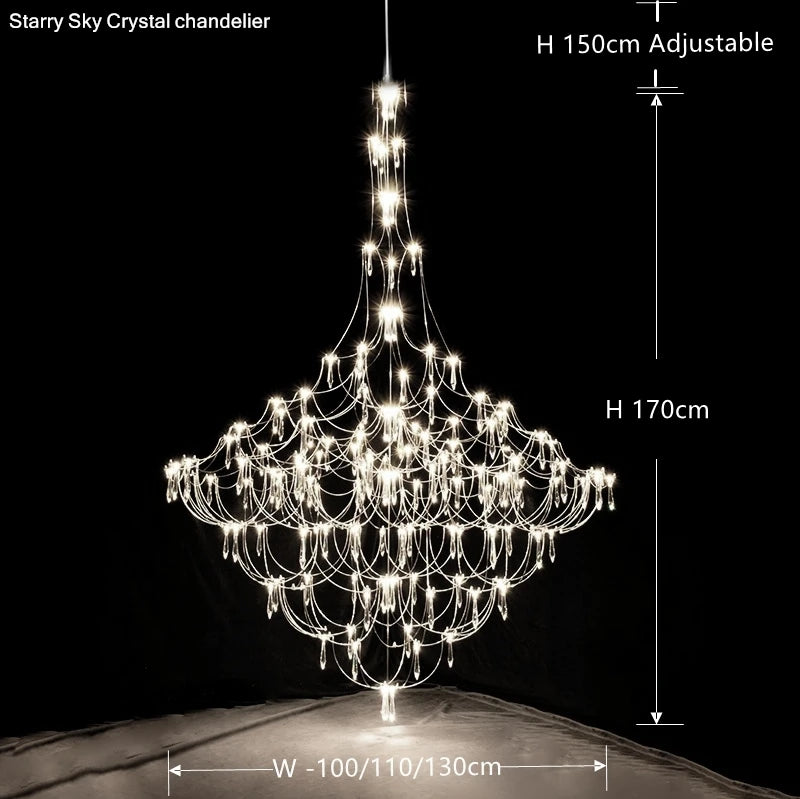 Deluxe Star Lamp by MC THE BLACK DIAMOND, modern crystal chandelier with firefly pendant design and LED lighting for living rooms.